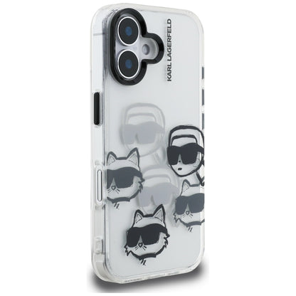 Étui pour Apple iPhone 16, Karl Lagerfeld, IML Luxury Multi Head Pattern, Transparent