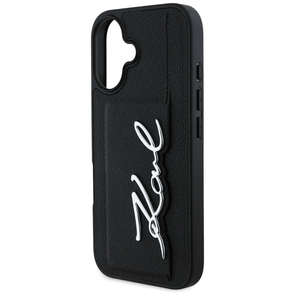 Étui pour Apple iPhone 16, Karl Lagerfeld, Metal Signature, Noir