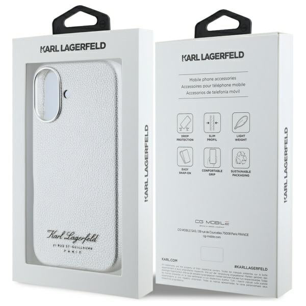Étui pour Apple iPhone 16, Karl Lagerfeld, RSG, Gris