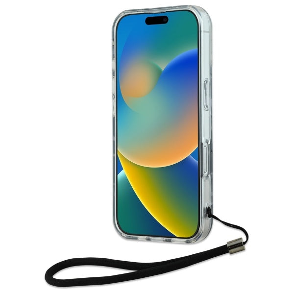 Étui pour Apple iPhone 16, Karl Lagerfeld, Zèbre avec Lanière, Violet