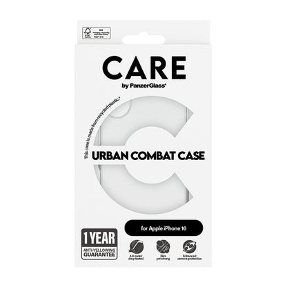 Étui pour Apple iPhone 16, PanzerGlass, Care Urban Combat, Transparent