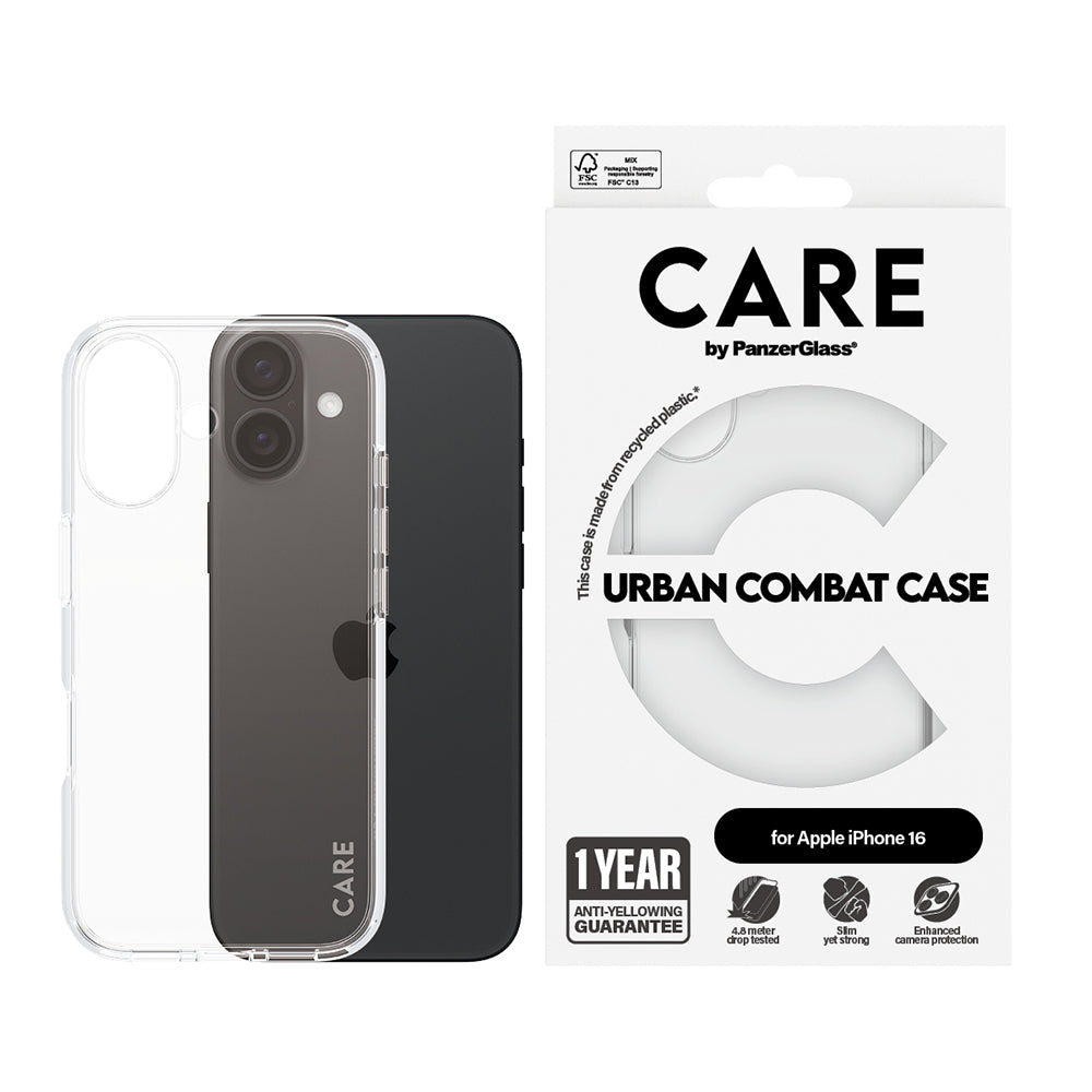 Étui pour Apple iPhone 16, PanzerGlass, Care Urban Combat, Transparent