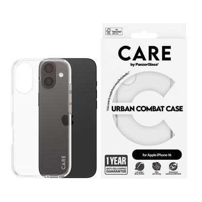 Étui pour Apple iPhone 16, PanzerGlass, Care Urban Combat, Transparent