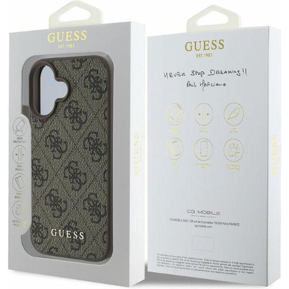 Étui pour Apple iPhone 16 Plus, Guess, 4G Classic, Marron