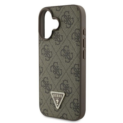 Case for Apple iPhone 16 Plus, Guess, 4G Triangle Strass, Brown