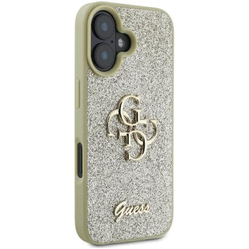 Étui pour Apple iPhone 16 Plus, Guess, Fixed Glitter Big 4G, Doré
