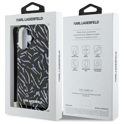 Case for Apple iPhone 16 Plus, Karl Lagerfeld, Zebra with Cord Strap, Purple