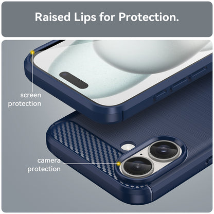 Coque pour Apple iPhone 16 Plus, Techsuit, Carbone, Bleue