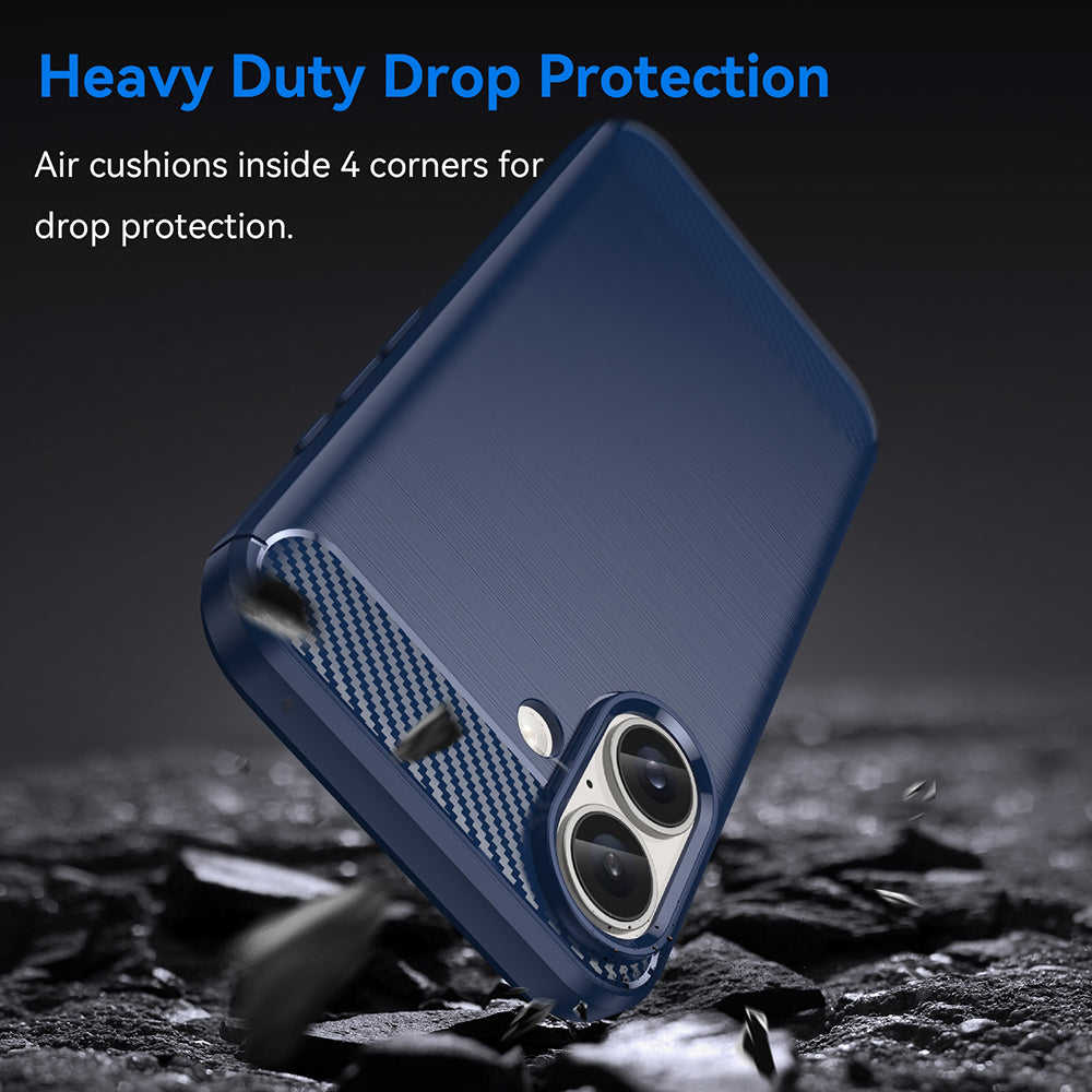 Coque pour Apple iPhone 16 Plus, Techsuit, Carbone, Bleue