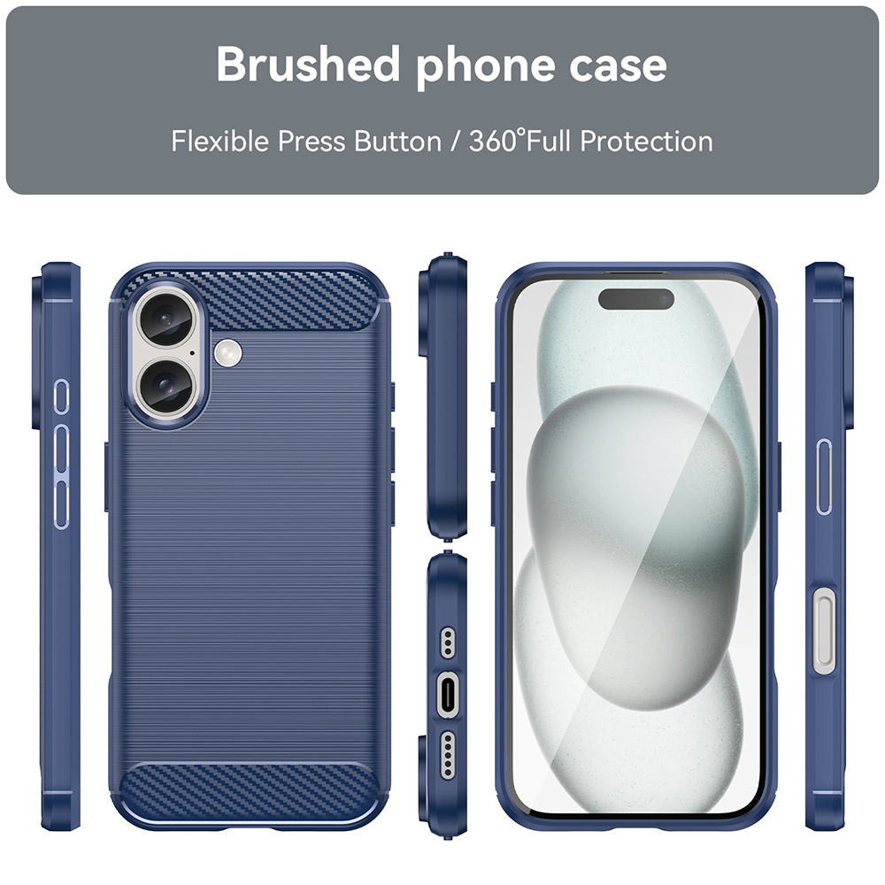 Coque pour Apple iPhone 16 Plus, Techsuit, Carbone, Bleue