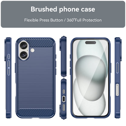 Coque pour Apple iPhone 16 Plus, Techsuit, Carbone, Bleue