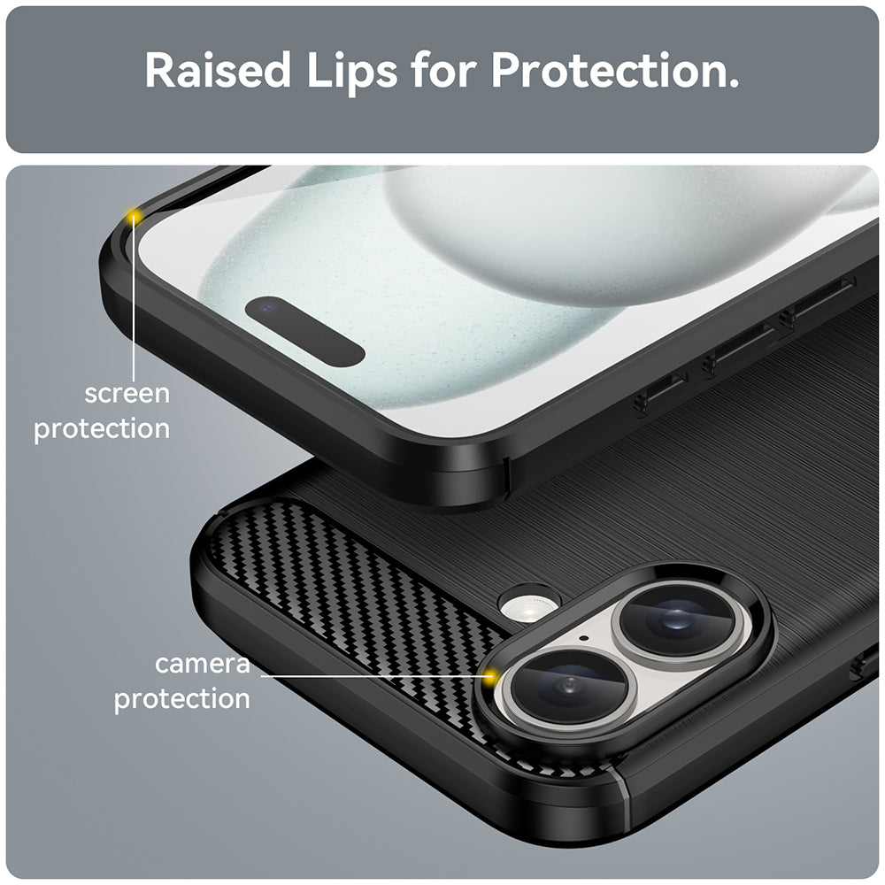 Coque pour Apple iPhone 16 Plus, Techsuit, Carbone, Noire