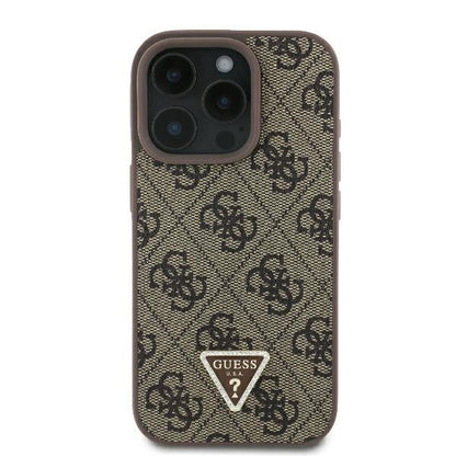 Étui pour Apple iPhone 16 Pro, Guess, 4G Triangle Strass, Marron