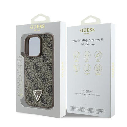 Étui pour Apple iPhone 16 Pro, Guess, 4G Triangle Strass, Marron