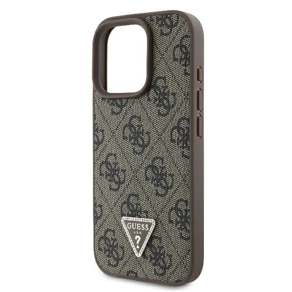 Étui pour Apple iPhone 16 Pro, Guess, 4G Triangle Strass, Marron