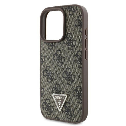 Étui pour Apple iPhone 16 Pro, Guess, 4G Triangle Strass, Marron