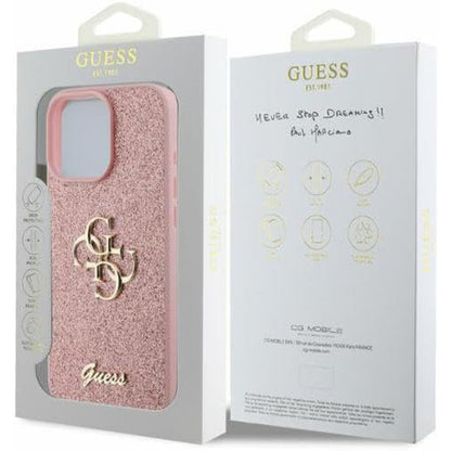 Étui pour Apple iPhone 16 Pro, Guess, Fixed Glitter Big 4G, Rose