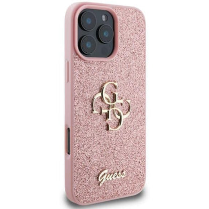 Étui pour Apple iPhone 16 Pro, Guess, Fixed Glitter Big 4G, Rose