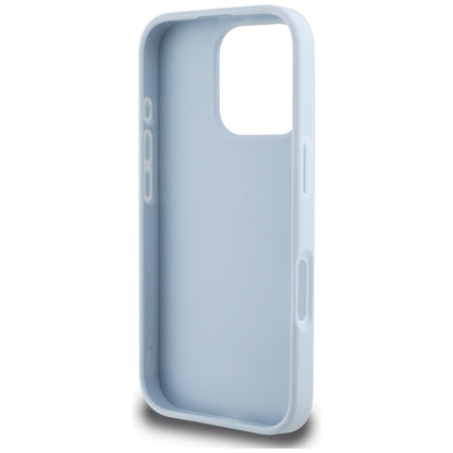 Housse pour Apple iPhone 16 Pro, Guess, Grained Big 4G Logo Small Classic Logo, Bleue