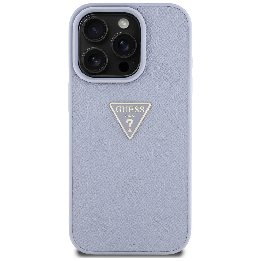 Étui pour Apple iPhone 16 Pro, Guess, Hot Stamp 4G Pattern Triangle Logo, Violet Clair