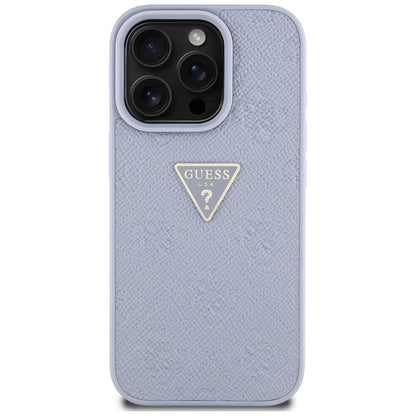 Étui pour Apple iPhone 16 Pro, Guess, Hot Stamp 4G Pattern Triangle Logo, Violet Clair
