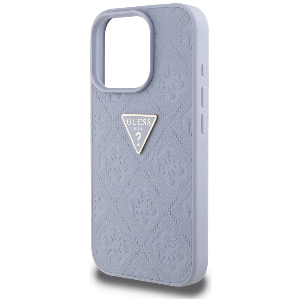 Étui pour Apple iPhone 16 Pro, Guess, Hot Stamp 4G Pattern Triangle Logo, Violet Clair