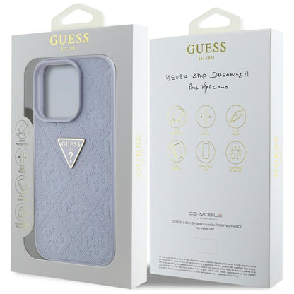 Étui pour Apple iPhone 16 Pro, Guess, Hot Stamp 4G Pattern Triangle Logo, Violet Clair