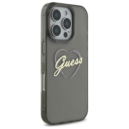 Étui pour Apple iPhone 16 Pro, Guess, IML Heart, Noir