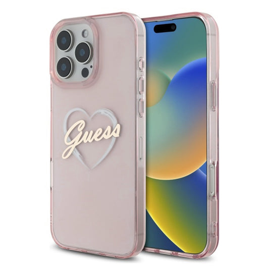 Étui pour Apple iPhone 16 Pro, Guess, IML Heart, Rose