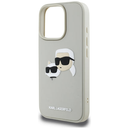 Étui pour Apple iPhone 16 Pro, Karl Lagerfeld, 3D Rubber Karl & Choupette, Beige