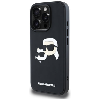 Étui pour Apple iPhone 16 Pro, Karl Lagerfeld, 3D Rubber Karl & Choupette, Noir
