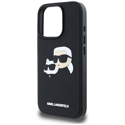 Étui pour Apple iPhone 16 Pro, Karl Lagerfeld, 3D Rubber Karl & Choupette, Noir