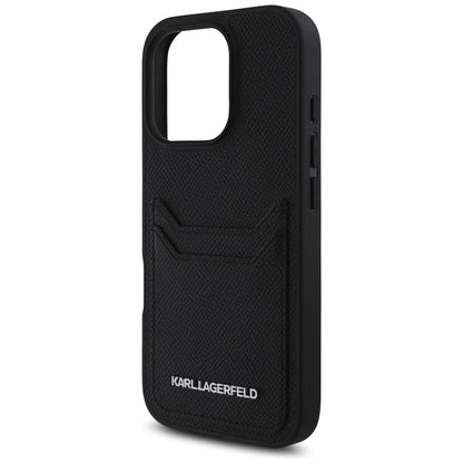 Case for Apple iPhone 16 Pro, Karl Lagerfeld, Grained Cardslots, Black