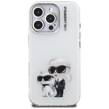 Case for Apple iPhone 16 Pro, Karl Lagerfeld, IML Aquarelle Logo Karl & Choupette, White