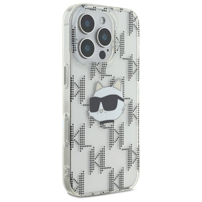 Étui pour Apple iPhone 16 Pro, Karl Lagerfeld, IML Luxury Electroplated Choupette's Head, Transparent