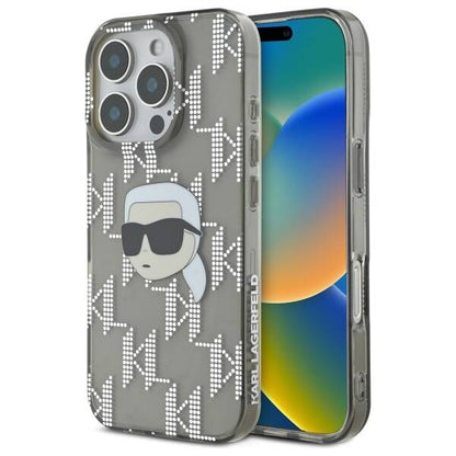 Étui pour Apple iPhone 16 Pro, Karl Lagerfeld, IML Luxury Electroplated Karl's Head, Noir