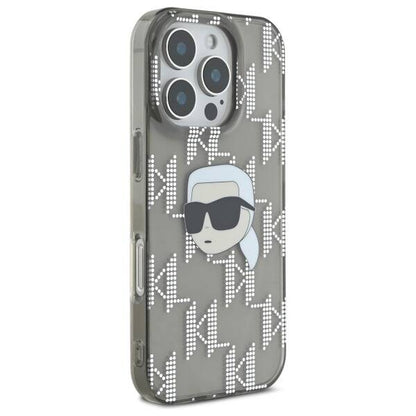 Étui pour Apple iPhone 16 Pro, Karl Lagerfeld, IML Luxury Electroplated Karl's Head, Noir