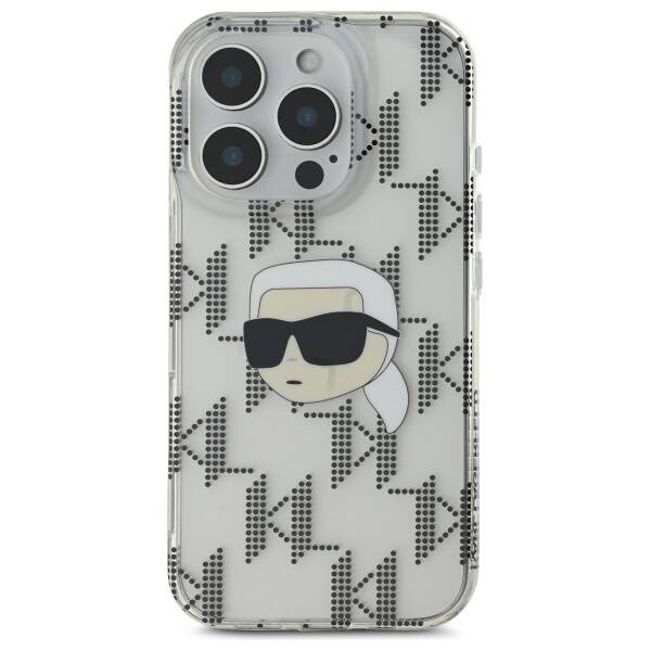 Case for Apple iPhone 16 Pro, Karl Lagerfeld, IML Luxury Electroplated Karl's Head, Transparent