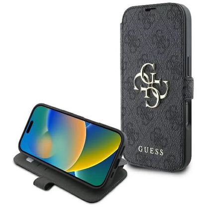 Étui pour Apple iPhone 16 Pro Max, Guess, 4G Book, Noir