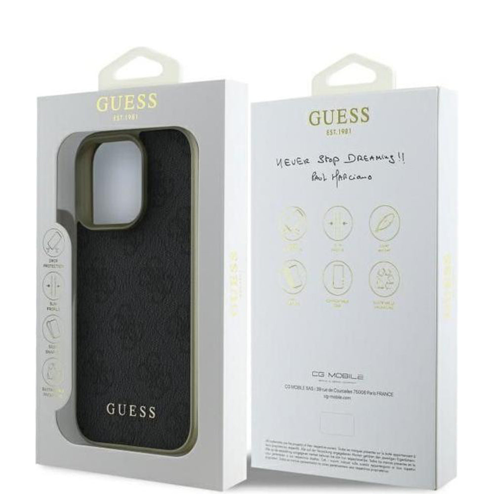 Étui pour Apple iPhone 16 Pro Max, Guess, 4G Charm, Noir