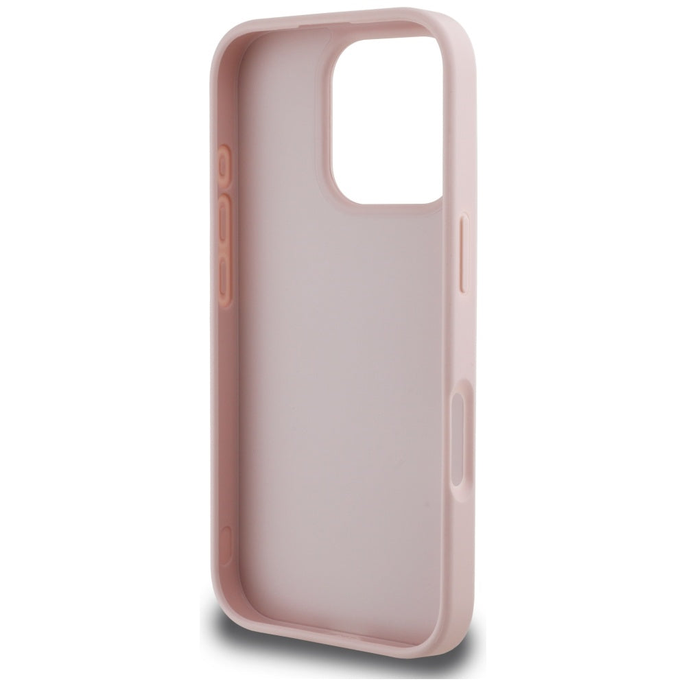 Étui pour Apple iPhone 16 Pro Max, Guess, Grained Big 4G Logo Small Classic Logo, Rose.
