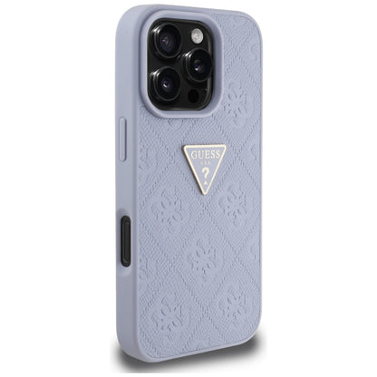 Case for Apple iPhone 16 Pro Max, Guess, Hot Stamp 4G Pattern Triangle Logo, Light Purple