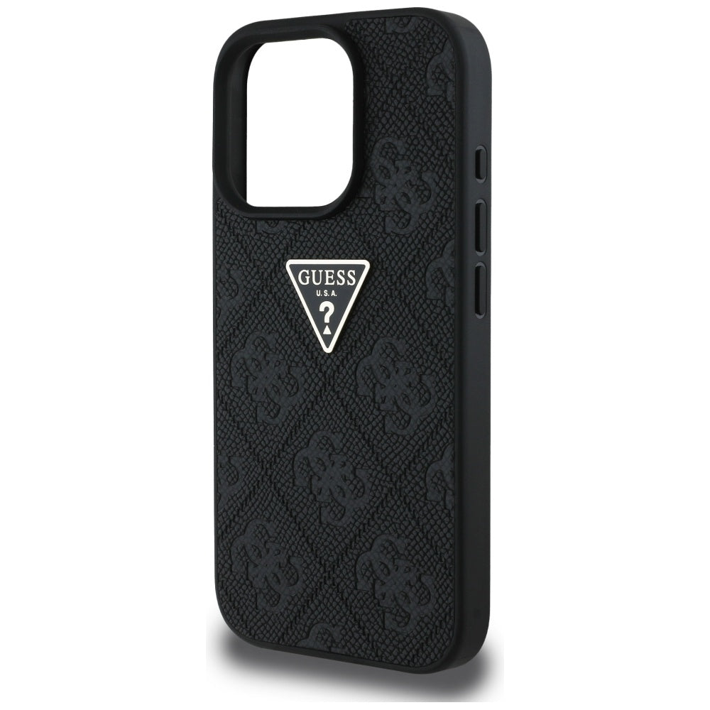 Étui pour Apple iPhone 16 Pro Max, Guess, Hot Stamp 4G Pattern Triangle Logo, Noir