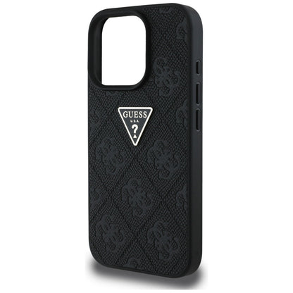 Étui pour Apple iPhone 16 Pro Max, Guess, Hot Stamp 4G Pattern Triangle Logo, Noir