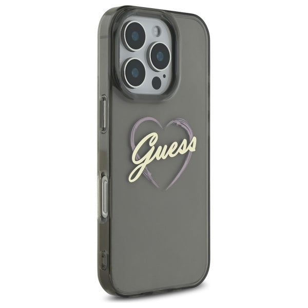 Étui pour Apple iPhone 16 Pro Max, Guess, IML Heart, Noir