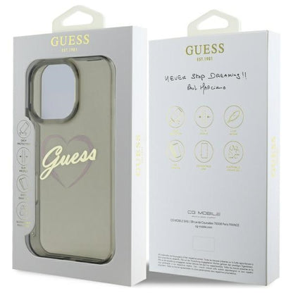 Étui pour Apple iPhone 16 Pro Max, Guess, IML Heart, Noir