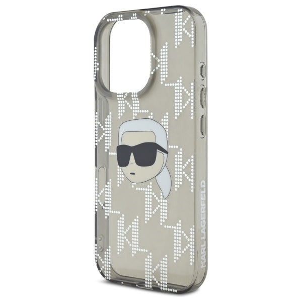 Étui pour Apple iPhone 16 Pro Max, Karl Lagerfeld, IML Luxury Electroplated Karl's Head, Noir