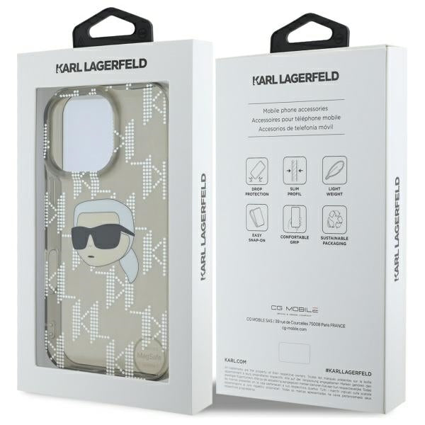 Étui pour Apple iPhone 16 Pro Max, Karl Lagerfeld, IML Luxury Electroplated Karl's Head, Noir