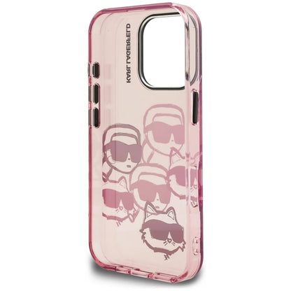 Étui pour Apple iPhone 16 Pro Max, Karl Lagerfeld, IML Luxury Multi Head Pattern, Rose