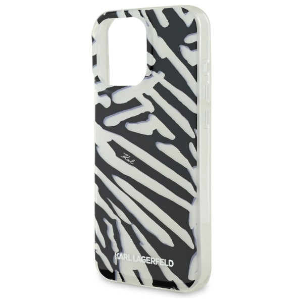 Case for Apple iPhone 16 Pro Max, Karl Lagerfeld, IML Luxury Zebra Pattern with Strap, Black